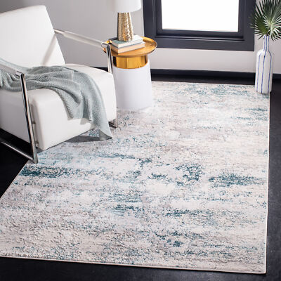 Safavieh Power Loomed Amalfi Collection Cream/Turquoise Area Rugs - AMF572B