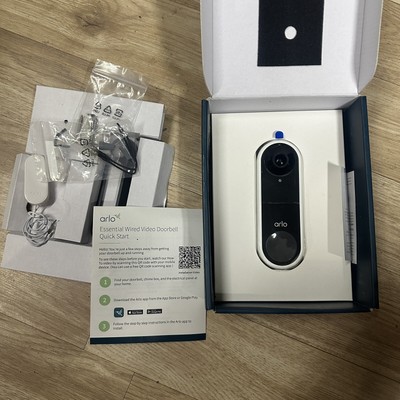 NEW White Arlo Essential Wired Video Doorbell - HD Video, 180° View  AVD1001W
