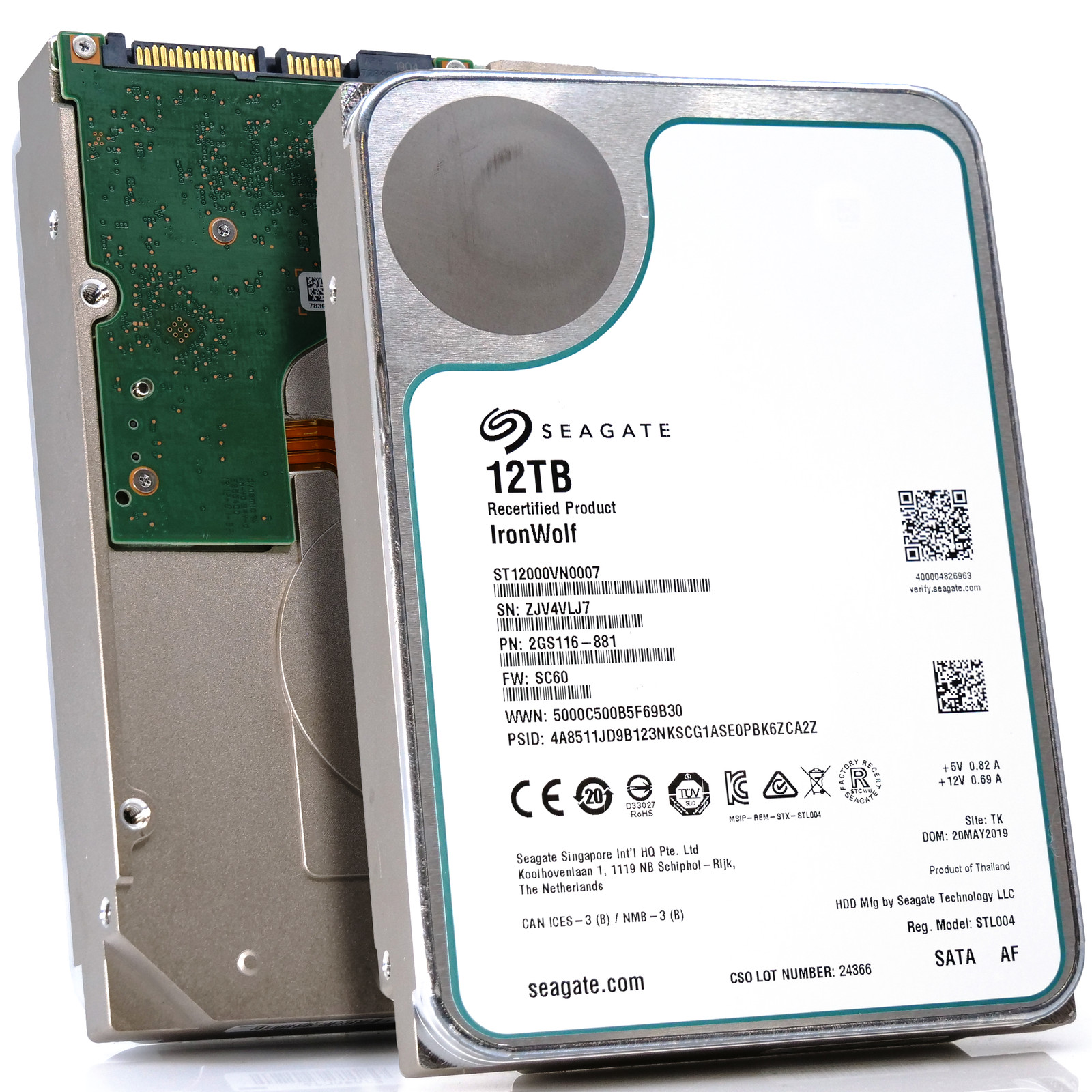 Seagate IronWolf 12TB ST12000VN0007 7.2K RPM SATA 6Gb/s 512e 3.5
