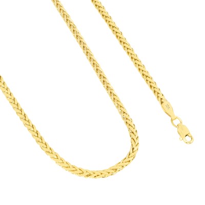 NURAGOLD 10K YELLOW GOLD 2.5MM PALM WHEAT FOXTAIL FRANCO ROUND SPIGA CHAIN NECKLACE 26"