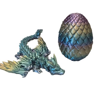 Crystal Flying Dragon with Egg 3D Printed Articulated Dragon Fidget Toy