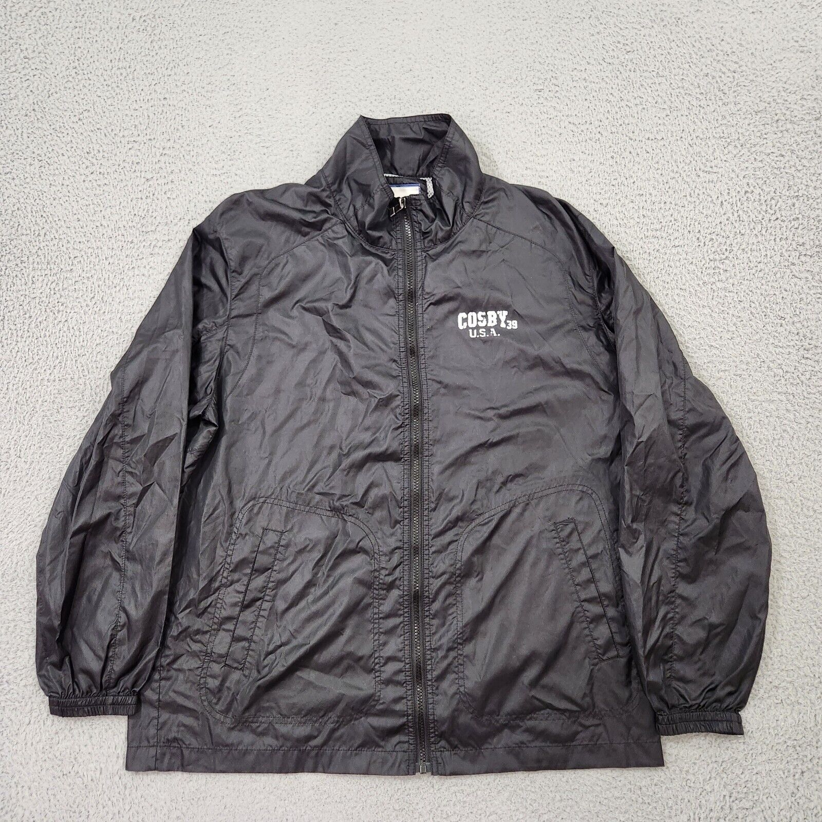 Gerry Cosby Jacket Adult Large Black Full Zip Windbreaker Gerry Cosby Jacket Adult Large Black Full Zip Windbreaker