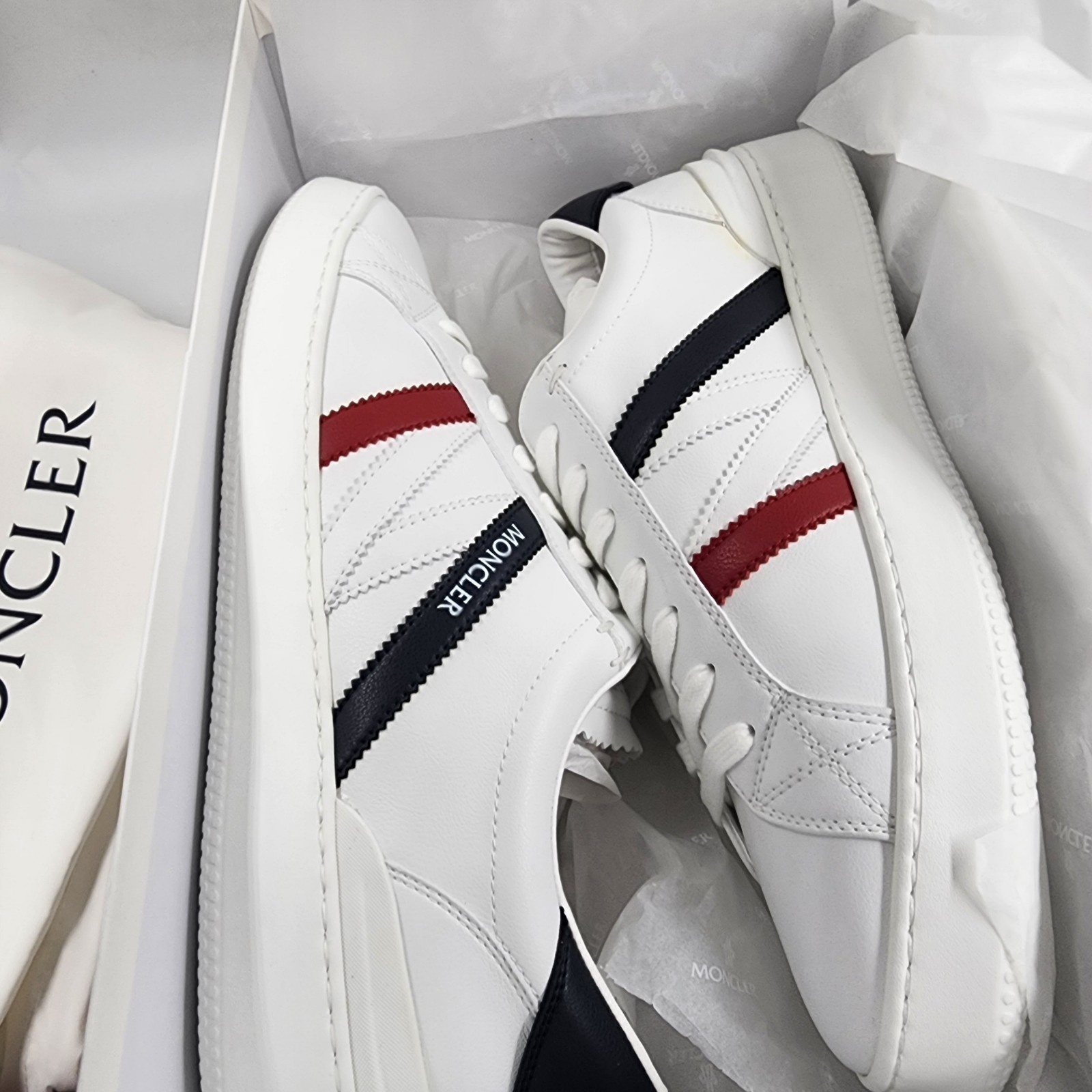 Moncler Monaco Low Top Sneakers Men's 45/12 US White Multi Round Toe Lace Up - Picture 19 of 22
