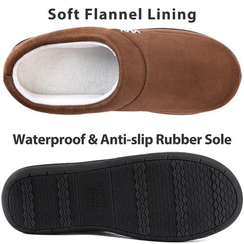 Men's Comfort Plush Wool Fleece Slippers Slip On Memory Foam House Shoes Outdoor