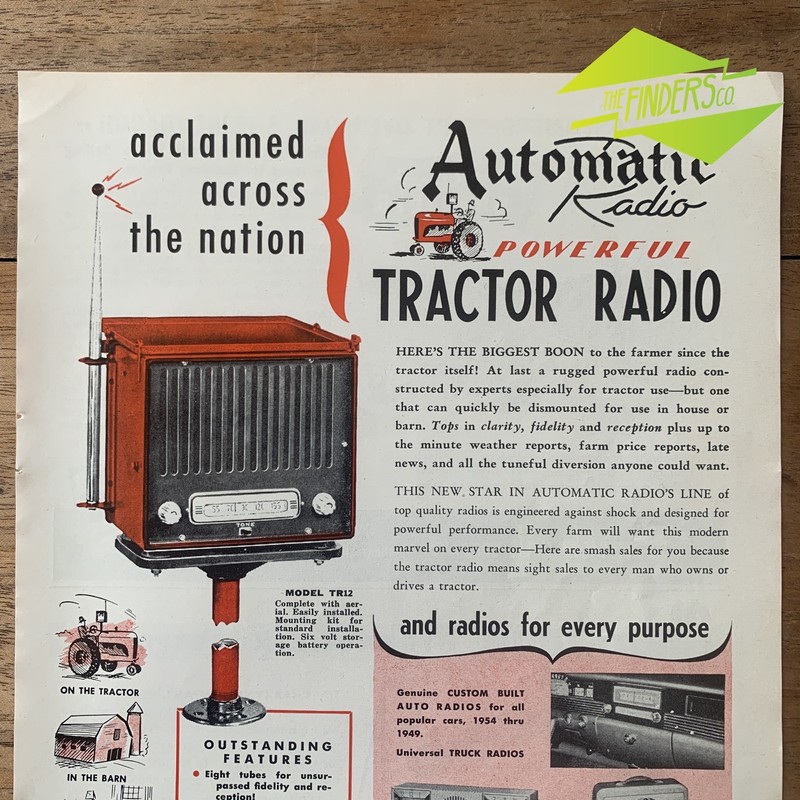 VINTAGE 1953 AUTOMATIC TRACTOR RADIO MFG CO ORIGINAL PRINT ADVERT eBay