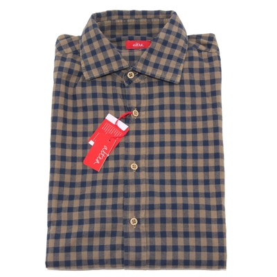 4632P camicia manica lunga ALTEA quadretto blu shirt men long sleeves