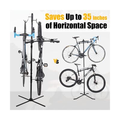 CyclingDeal 2-4 Bike Bicycle Vertical Hanger Parking Rack Gravity Floor Stora...