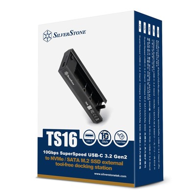 TS16 10Gbps SuperSpeed USB-C 3.2 Gen2 to NVMe/SATA M.2 SSD External Tool-Free...