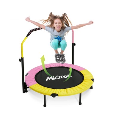 40'' Foldable Mini Trampoline with Sponge Handle, 38'' to 46'' Height-Adjustabl...