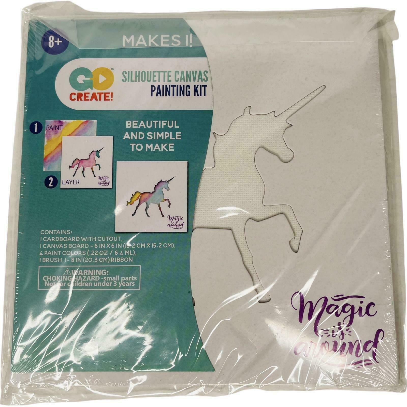 New Image Group Silhouette Canvas Painting Kit Unicorn 6 X 6
