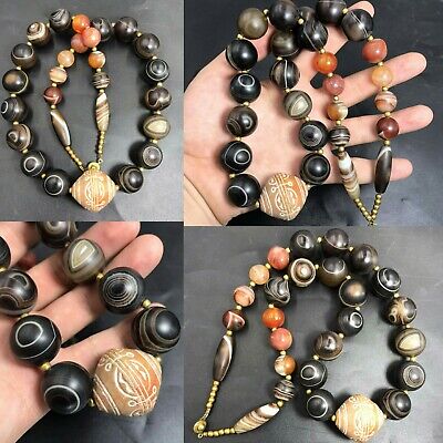 rocks unique Gorgeous Chunky Polished Agate Stone Beaded Necklace With Silver Tone Metal Beads and Findings Minerals earth tone.