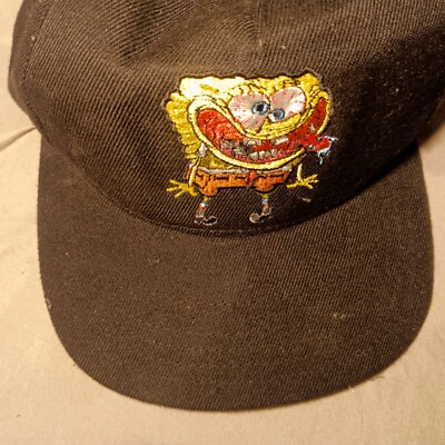 Nickelodeon SpongeBob SquarePants Black SnapBack Embroidered Flat Bill Hat Cap