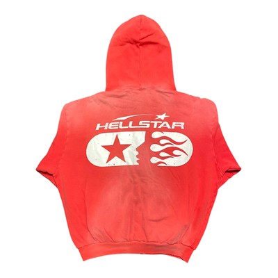 Pre-owned Hellstar Studios Gd Zip Up Hooded Sweatshirt Red