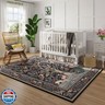 Rugcomf 3x5 Rug Vibrant Tree of Life-Patterned Vintage Non Slip Low Pile Small Carpet for Bedroom Bedside Kitchen Entryway Kids Room Office College Dorm Essentials for Girls, Black
