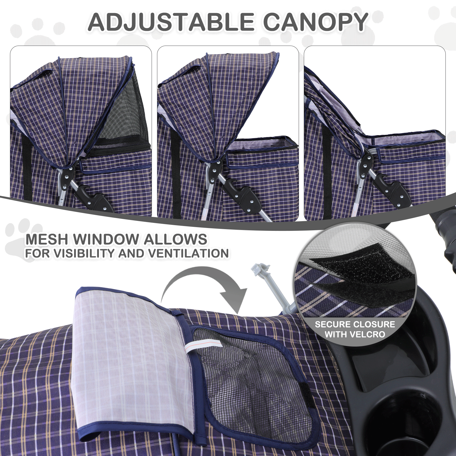 Foldable Pet Dog Stroller Portable 3 Wheels Travel Carrier Dog Cage w/Cup Holder