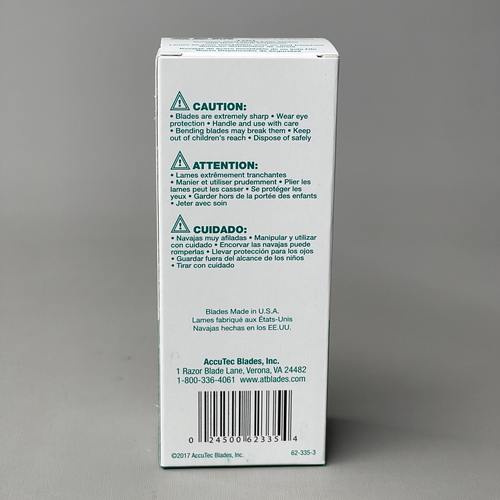 PERSONNA GEM Stainless Single Edge Razor Blades 100-PACK w/ Dispenser 62-0335 (N