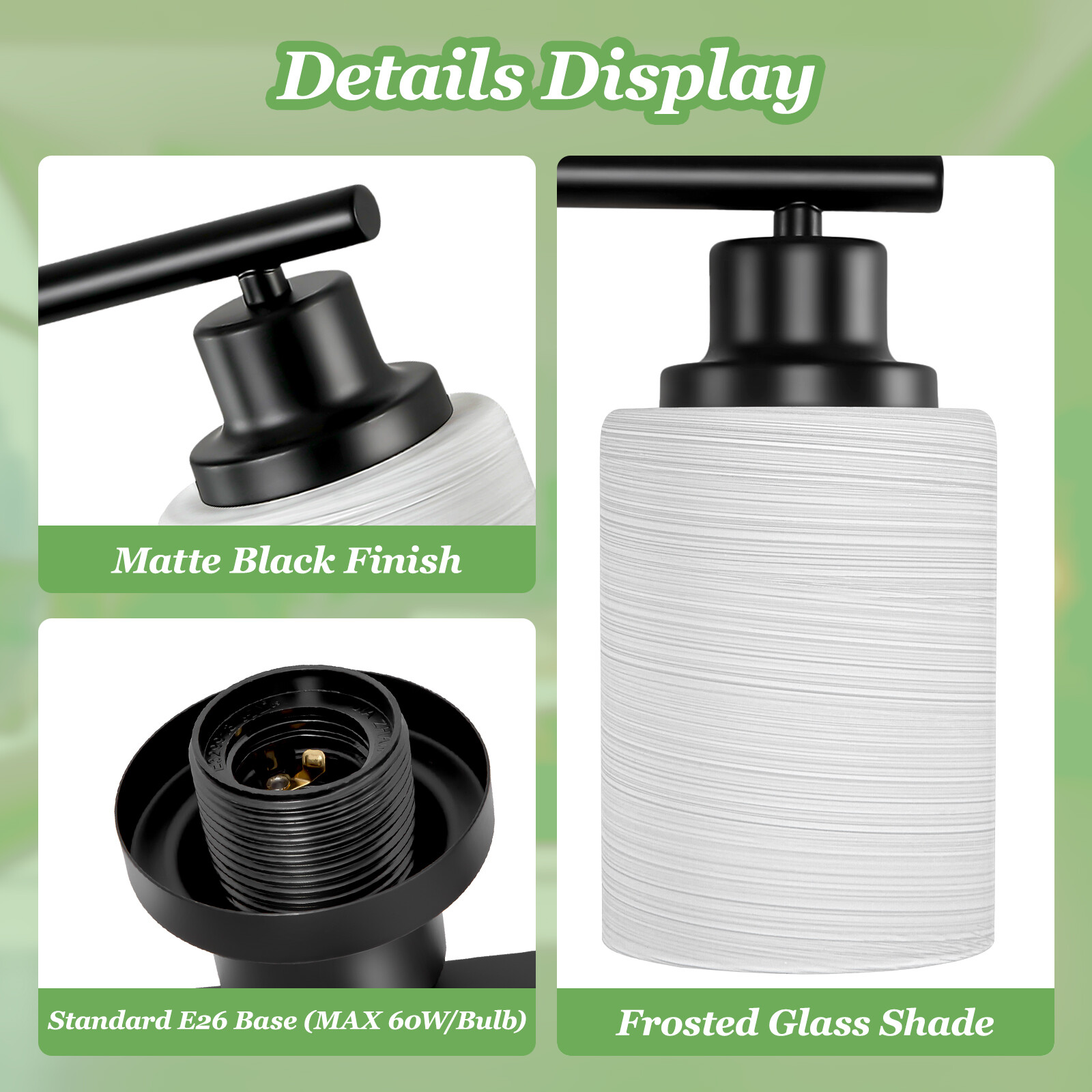 4 Lights LED Black Modern Vanity Light For Bathroom Mirror Wall Lamp Fixture