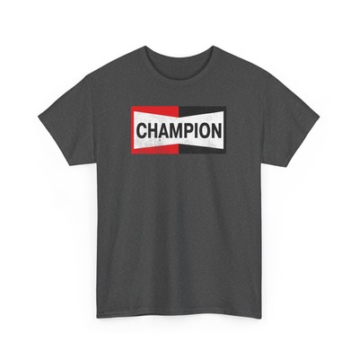 Champion Spark Plug Distressed Car Guy Gift - 3 Colors Premium Heavy Cotton Tee