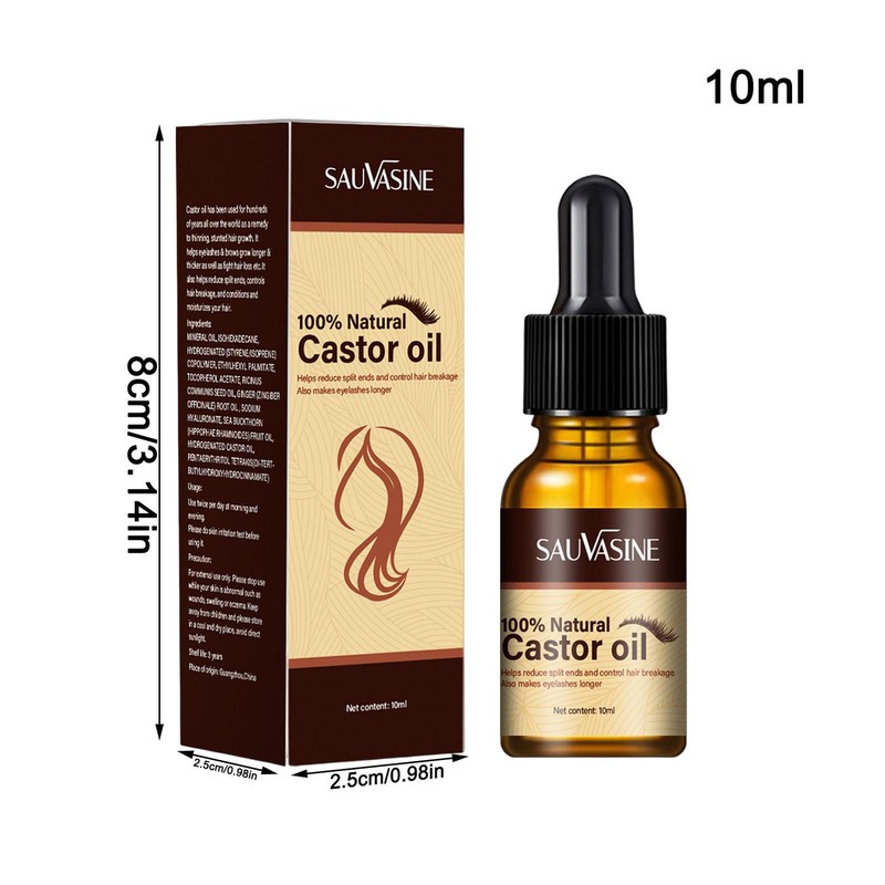 Castor Oil Hair Eyelash Brows Growth Essential Oil Prevent Skin Aging Castor