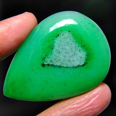 low price huge natural green onyx agate druzy pear cabochon