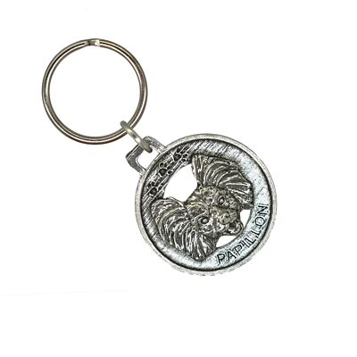 Papillon Keychain, D134KC, 1 1/2 Inch, Dog, Toy Breed, Metal, Pewter, Pet, Gift