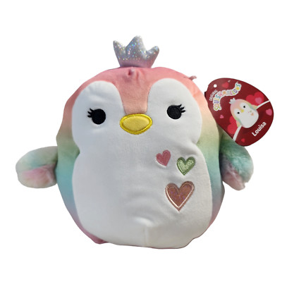 Squishmallows Louisa Rainbow Penguin 8  with Hearts Valentines 2024 Fuzzy Wings
