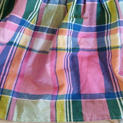 Waverly Pink Multi Plaid Twin Dust Ruffle Bed Skirt 14 Drop Cotton