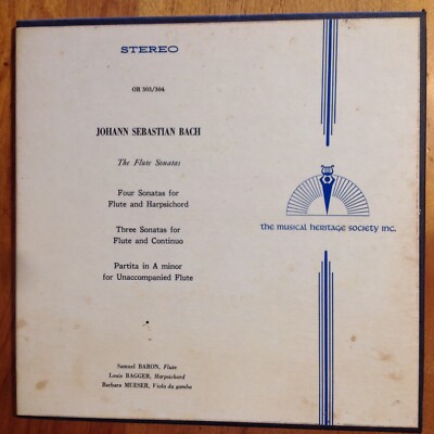 Bach Flute Sonatas 2 record box set Musical Heritage Society OR 303/304 vinyl