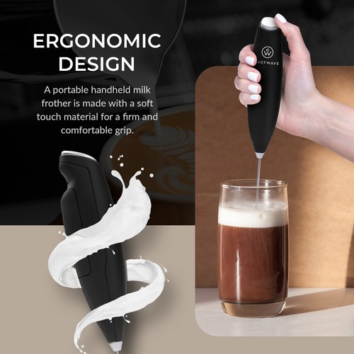 ChefWave Handheld Milk Frother Black