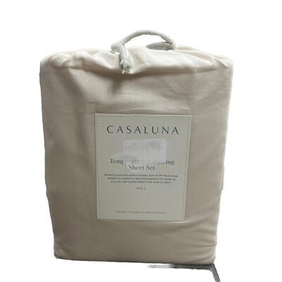 Casaluna Temperature Balancing Sheet Set Snowfall White Cotton 300 Ct Full