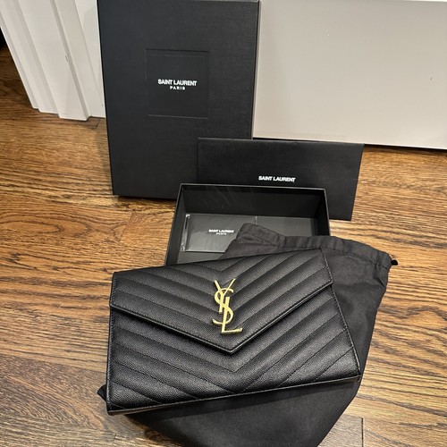 Saint Laurent YSL Cassandre Matelasse Leather Wallet On A
