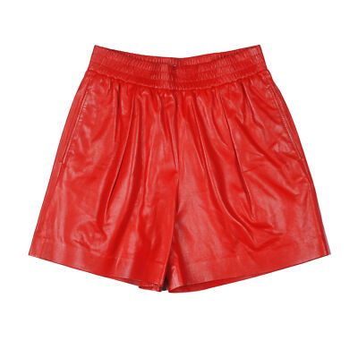 Pre-owned Brunello Cucinelli Women's 100% Leather Casual Fashion Red Shorts