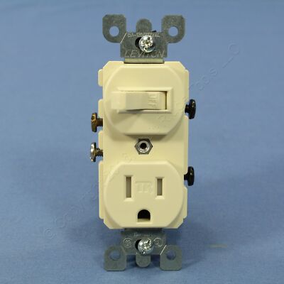 NOS Leviton Almond TAMPER RESISTANT Wall Toggle Light Switch Outlets 15A T5225-A