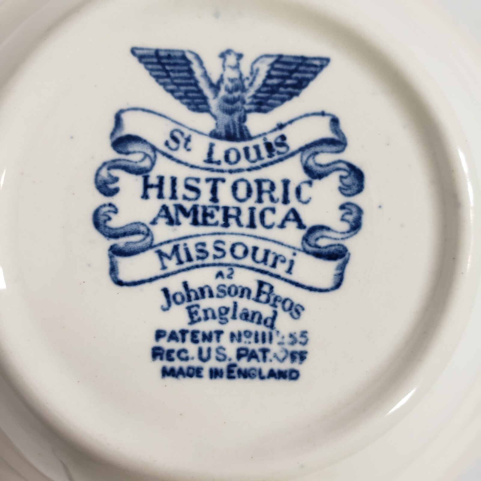 6 Johnson Bros Blue Historic America St. Louis Missouri Lugged Cereal Bowl 7
