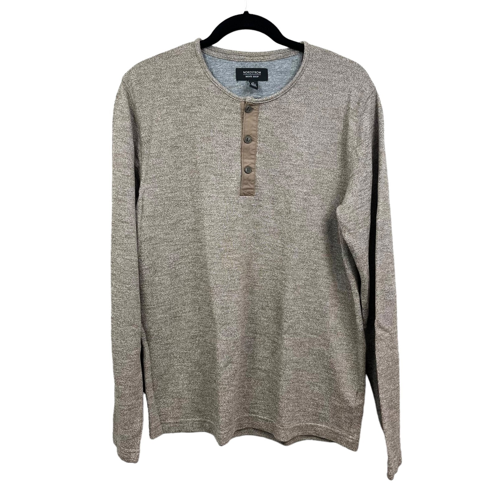 Nordstrom Mens Henley Sweater Round Neck Long Sleeve Heather Brown Size M*