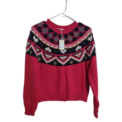 Marine Layer Archive Alpine Sweater Red Fair Isle Size Small Wool Alpaca Blend