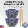 American Atelier Ramen Bowl with Chopsticks | Set of 2 | Soup Bowls for Kitchen | Udon Noodle Bowls with Chopsticks | Stoneware Soup Bowl | 6
