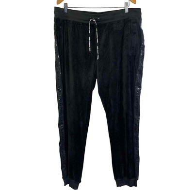 KARL LAGERFELD Black Velour Side Logo Jogger Track Pants - NWT - Size XLarge