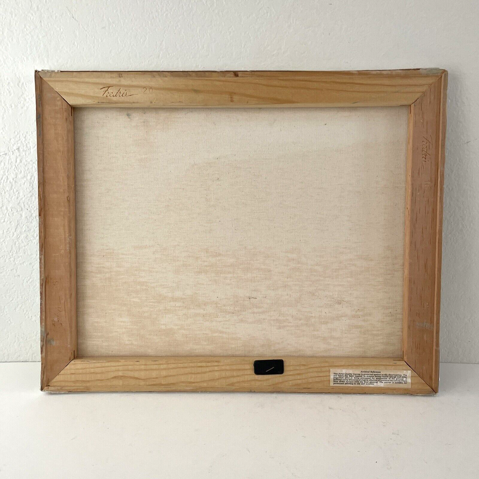 Vintage Impressionist Painting 20x16" Winter Wooded Stream Landscape