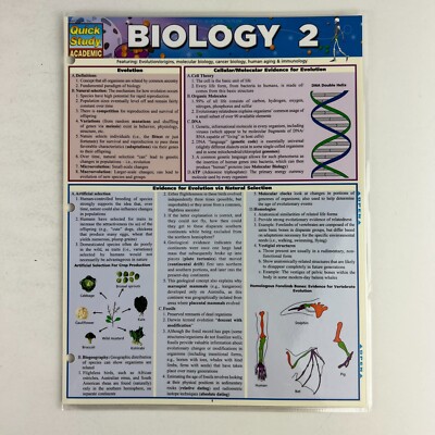 BarCharts Quick Study Academic Guides BIOLOGY 2 Laminated Reference Cards