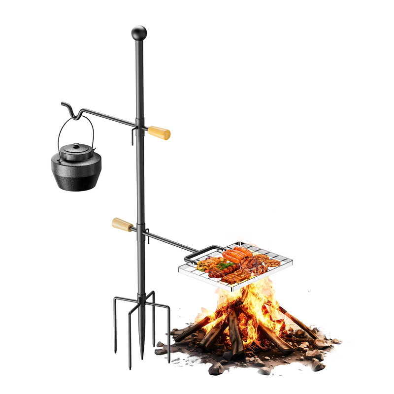 Heavy Duty Campfire Grill Grate, Folding over Fire Pit Grill w...
