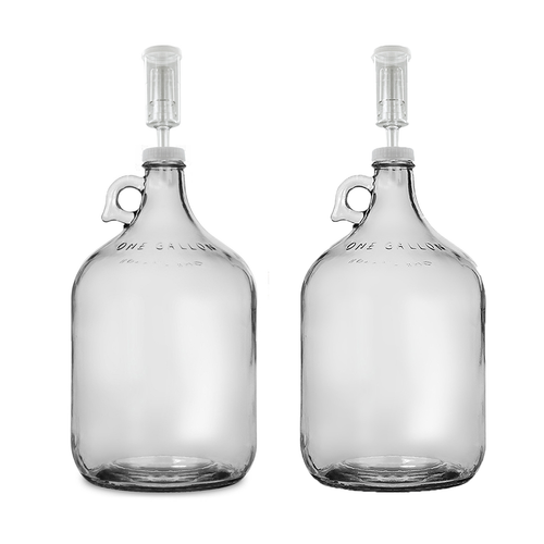 Home Brew Ohio One Gallon Glass Jug with 38mm Cap with Hole and Airlock Set of 2