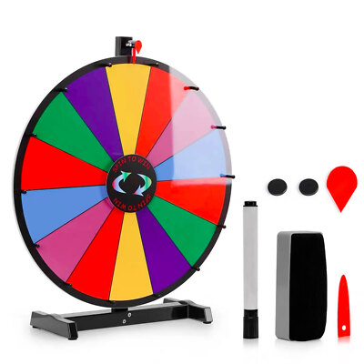 24''Color Prize Wheel Fortune Detachable Stand Carnival Spinnig Game Dry Erasable