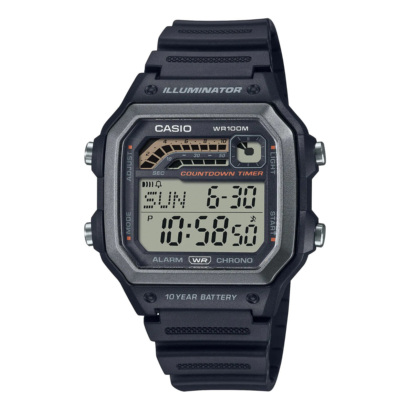 Casio WS1600H-1AV, часы с мировым временем, хронограф, будильник, батарея на 10 лет