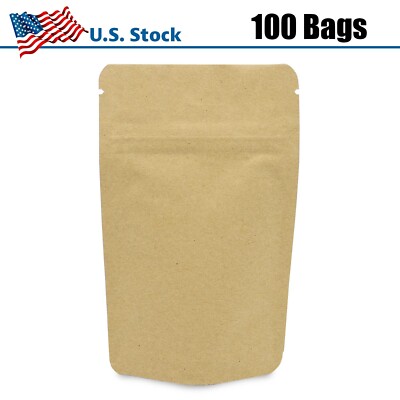 3'' x 5'' Small Reclosable Smell Proof Zip Lock Bag - 100 Pack (Natural)
