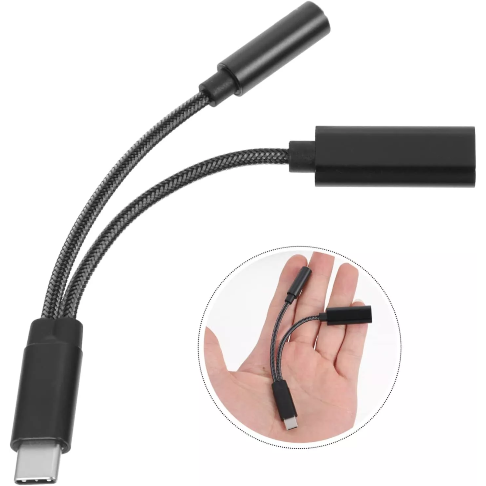 2 in 1 USB Type-C 3.5mm AUX Headphone Jack Adapter Charger For iPhone/Samsung
