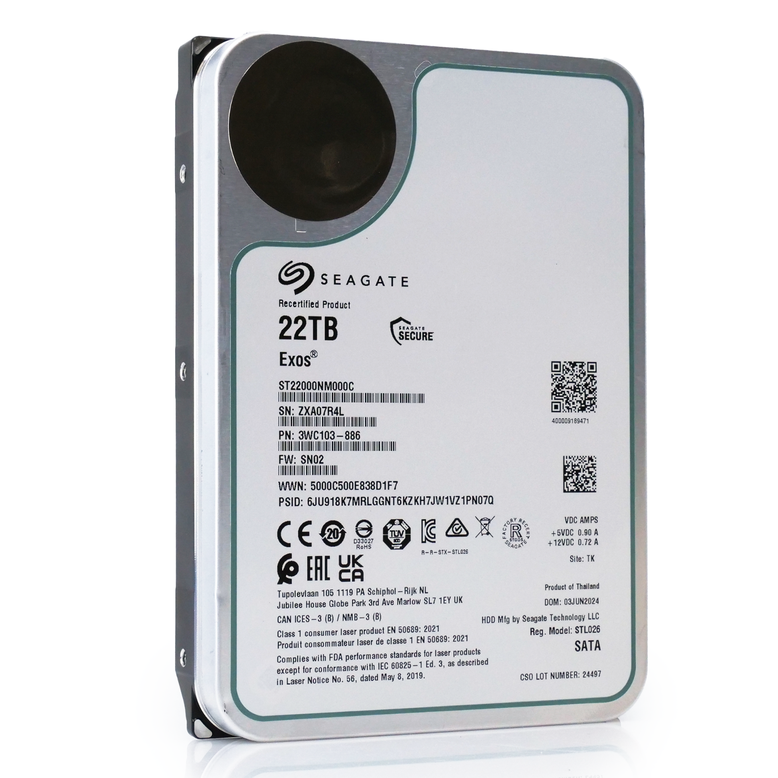 Seagate Exos 22TB SATA HDD ST22000NM002C 7.2K RPM 6Gb/s 3.5in 