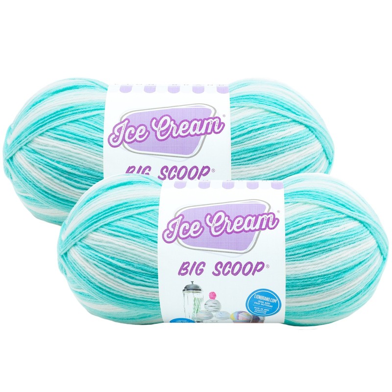 Yarn Ice Cream Big Scoop Mint Light Acrylic Yarn 2 Pack