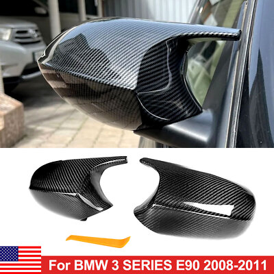 Pair For BMW E90 E92 E93 LCI 2008-2011 Carbon Fiber M3 Style Mirror Cover Caps