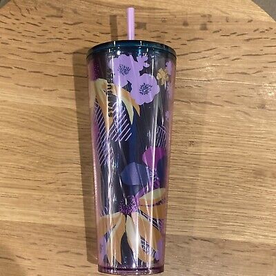 New 2022 Starbucks Valentine Tumbler Purple Flower Floral Cold Cup Venti 24oz